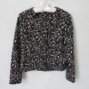 Charter Club black floral cotton blend long sleeve unlined jacket *Sz PP*